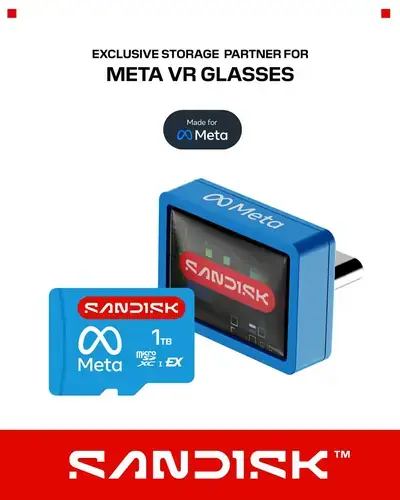 Sandisk microSD Express memory cards and USB-C flash drives for Meta VR Glasses